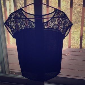 AE Black Mixed Media Top